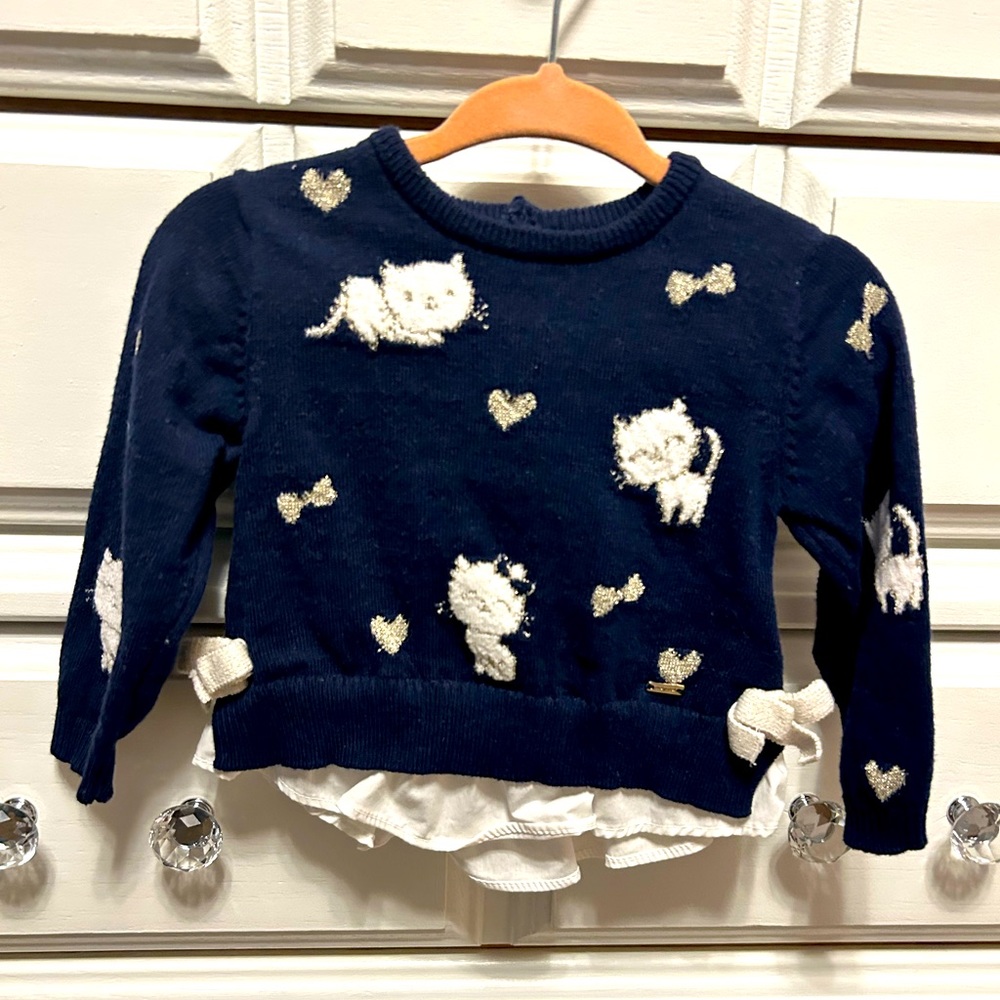 Baby sweater kitten print